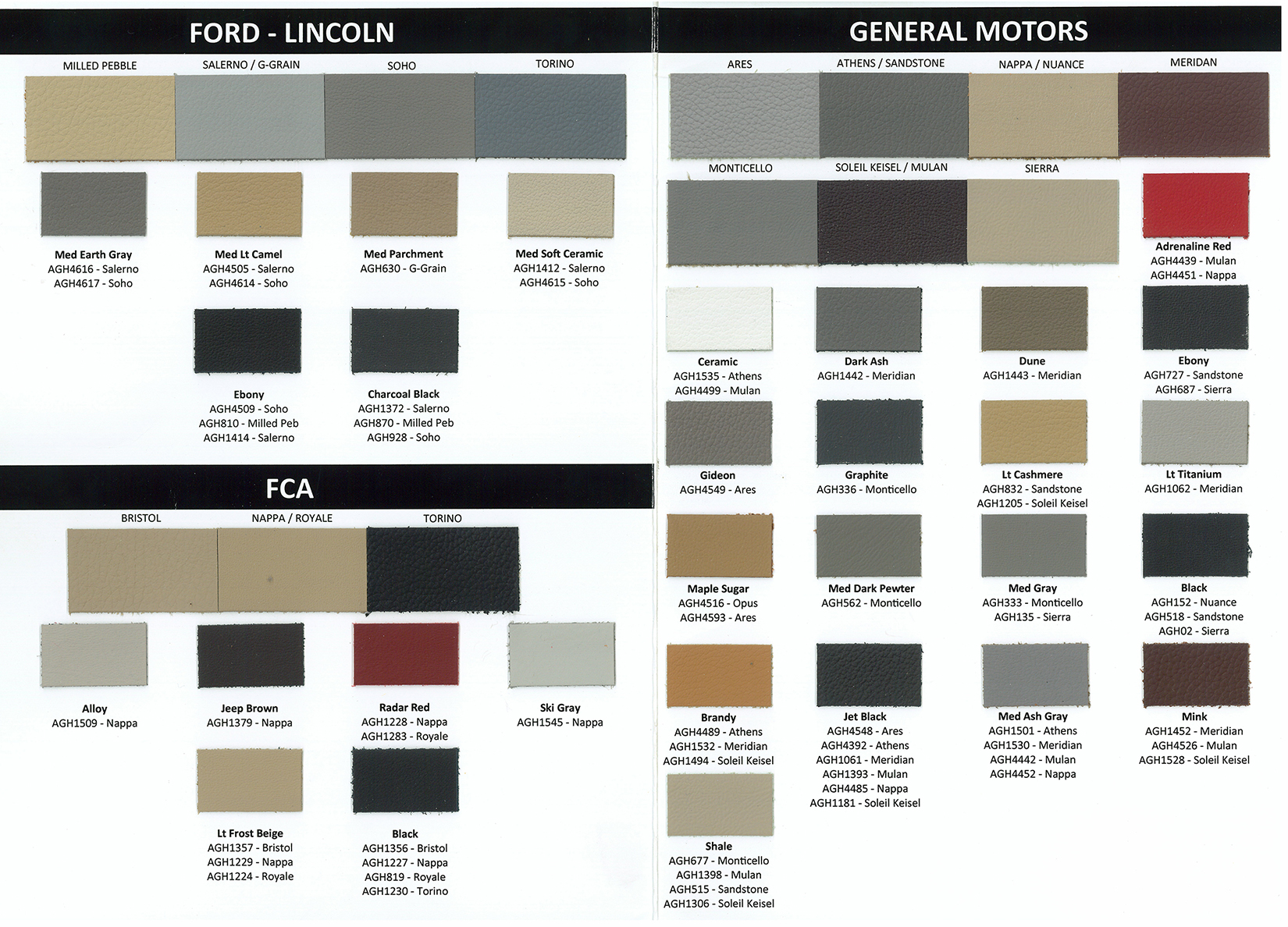 A - Leather Sample Card